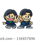Super-deformed illustration B of smiling male and female students making peace signs (SD character/chibi character) Super-deformed illustration B of smiling male and female students making peace signs (SD character/chibi character) 136857896