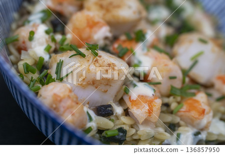RECIPE FOR PASTOSOTTO ORZO PASTA WITH SPINACH, MUSHROOMS, SCALLOPS, AND SHRIMP RECIPE FOR PASTOSOTTO ORZO PASTA WITH SPINACH, MUSHROOMS, SCALLOPS, AND SHRIMP 136857950