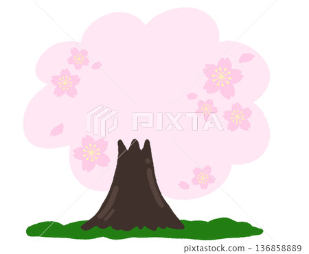 Spring cherry blossom tree flat vector | Sakura flower tree | meadow 136858889