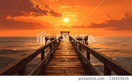 sunset and pier 136859026