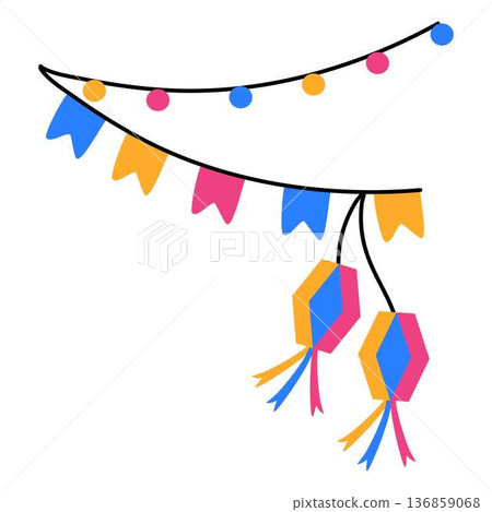Festa junina. Colorful party flag Festa junina. Colorful party flag 136859068
