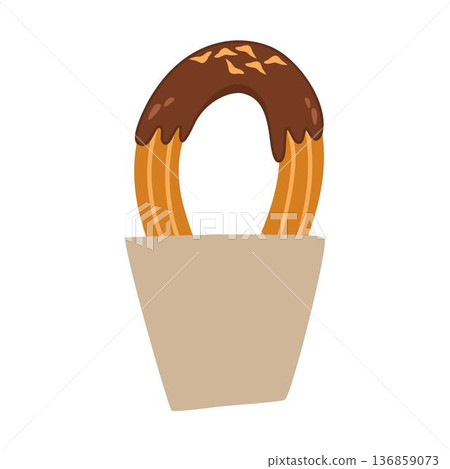 Illustration of Churros in Chocolate Cone 136859073