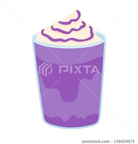 Illustration of Purple Dessert Beverage Iced Ube Latte (Purple Yam Coffee) 136859075