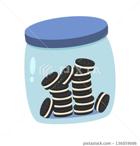Oreo Cookies in Glass Jar 136859086
