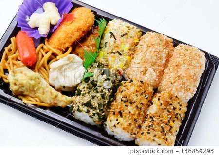 Rice ball side dish bento Rice ball side dish bento 136859293