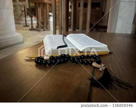 rosary and bible in the orthodox church 136859346