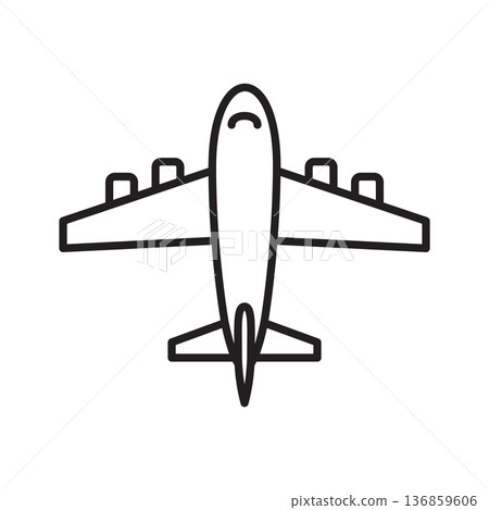Airplane top view icon for travel concept. vector illustration 136859606