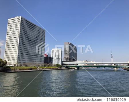 Image taken from Eitai Bridge looking upstream along the Sumida River Image taken from Eitai Bridge looking upstream along the Sumida River 136859929