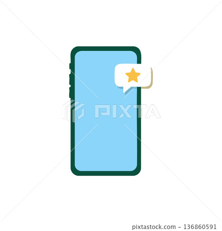 Smartphone with star notification icon on screen simple modern vector design technology communication device Smartphone with star notification icon on screen simple modern vector design technology communication device 136860591