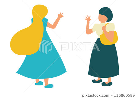 Flat illustration of a woman greeting Flat illustration of a woman greeting 136860599