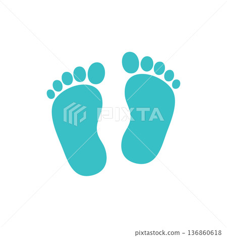 Baby feet icon simple turquoise vector design isolated on white background for digital use and print purposes 136860618