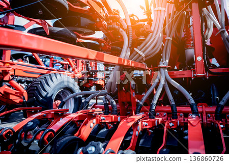 Modern agricultural machinery and equipment. Industrial details. Modern agricultural machinery and equipment. Industrial details. 136860726