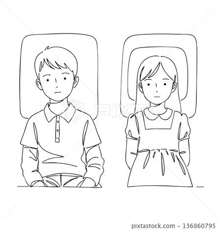 Boy and girl lying down side by side simple black and white line art vector illustration Boy and girl lying down side by side simple black and white line art vector illustration 136860795