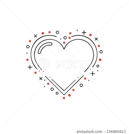 Heart shape with abstract decorative dots and crosses minimal design vector illustration Heart shape with abstract decorative dots and crosses minimal design vector illustration 136860821