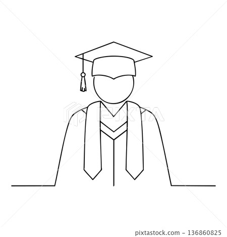 Graduate wearing cap and gown line art vector icon for education and achievement concept illustration Graduate wearing cap and gown line art vector icon for education and achievement concept illustration 136860825