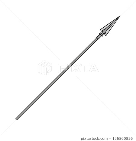 Spear weapon with pointed blade and long shaft simple medieval design vector illustration 136860836
