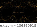 Wavy isolated golden mosaic pattern on black background 136860918