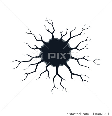 Cracked ground vector illustration with dark black hole and jagged edges abstract design for background or texture usage Cracked ground vector illustration with dark black hole and jagged edges abstract design for background or texture usage 136861091