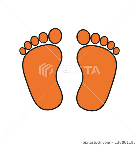 Orange Bare Feet Vector Illustration with Toes and Soles in Simple Style for Footprint or Human Anatomy Design Orange Bare Feet Vector Illustration with Toes and Soles in Simple Style for Footprint or Human Anatomy Design 136861195