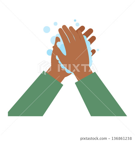 Hands washing with soap and bubbles hygiene concept for cleanliness and health awareness vector illustration 136861238