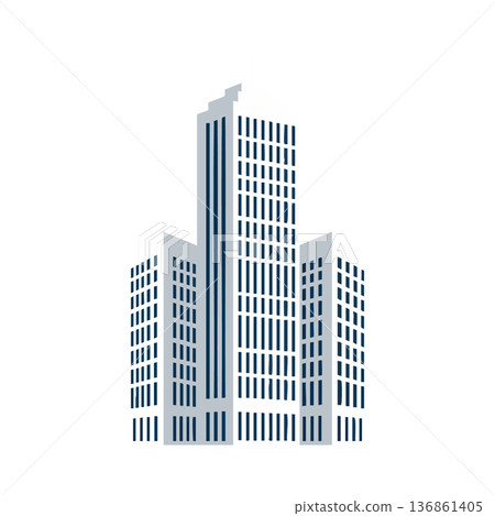 Modern high-rise office building vector illustration with blue and gray tones Modern high-rise office building vector illustration with blue and gray tones 136861405
