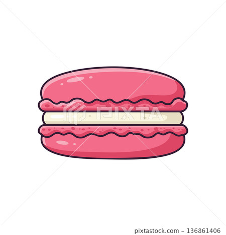 Pink macaron dessert sweet treat vector illustration for bakery and pastry design 136861406
