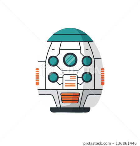 Futuristic spacecraft module with geometric control panels and teal accents vector illustration 136861446