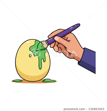 Hand painting egg with green paint brush stroke for decoration and craft activity vector illustration Hand painting egg with green paint brush stroke for decoration and craft activity vector illustration 136861681