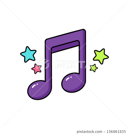 Purple music note with colorful stars vector icon for entertainment and creativity design elements Purple music note with colorful stars vector icon for entertainment and creativity design elements 136861835