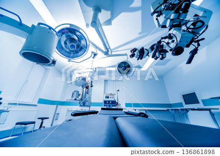 Modern equipment in operating room. Medical devices for neurosurgery. 136861898