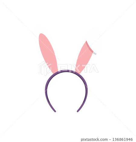 Bunny ears headband vector illustration with pink and purple colors for costume or party accessory Bunny ears headband vector illustration with pink and purple colors for costume or party accessory 136861946