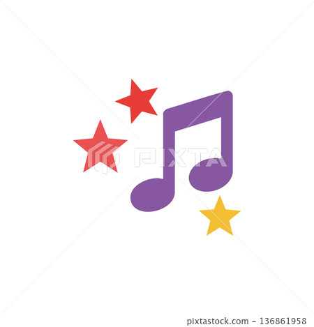 Music note icon with colorful red and yellow stars vector design for creative sound and entertainment concepts Music note icon with colorful red and yellow stars vector design for creative sound and entertainment concepts 136861958