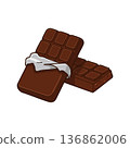 Chocolate bars with wrapper partially peeled realistic sweet dessert snack vector illustration 136862006