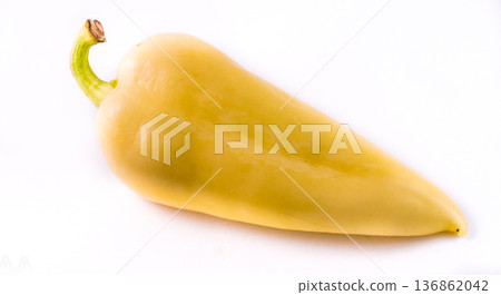 One whole yellow peppers on a white background One whole yellow peppers on a white background 136862042