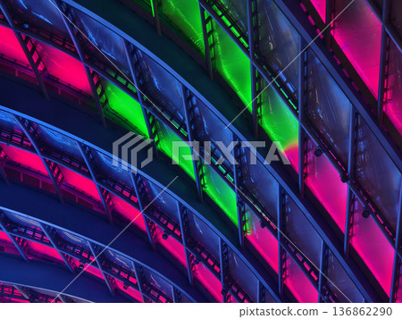 Glass canopy showcasing repeating geometric frames and day light Glass canopy showcasing repeating geometric frames and day light 136862290