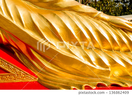 Symbols of Buddhism. South-Eastern Asia. Details of buddhist temple 136862409