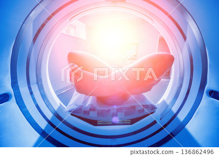 Patient in the room of computed tomography at hospital. 136862496