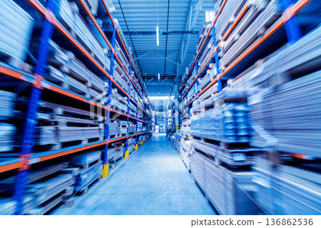 Warehouse industrial company. Commercial warehouse. Crates stacked Warehouse industrial company. Commercial warehouse. Crates stacked 136862536