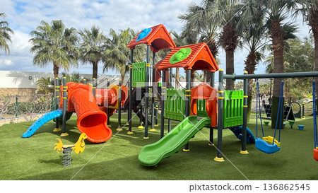 A bright outdoor playground for kids 136862545