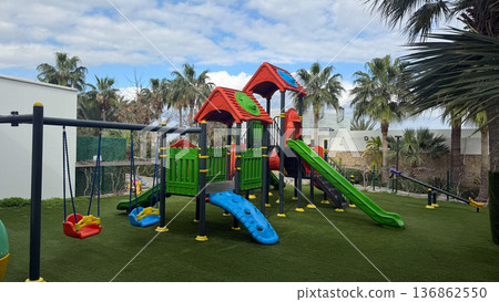 A bright outdoor playground for kids A bright outdoor playground for kids 136862550
