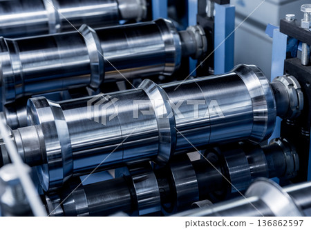 Metal sheet forming machine at the modern metalwork factory. 136862597