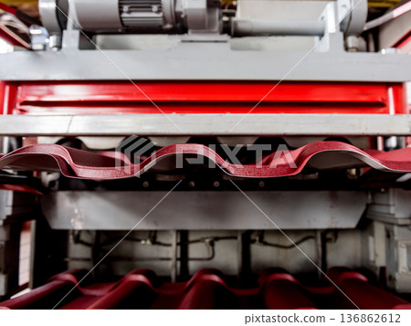 Metal sheet forming machine at the modern metalwork factory. 136862612