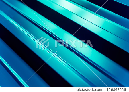 Green metallic roof tiles background with light pattern. 136862636
