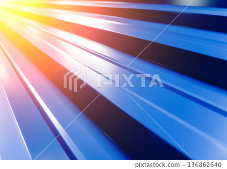 Blue metallic roof tiles background with drops of water. 136862640