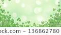 St. Patrick's Day celebration background with shamrocks and green clover leaves 136862780