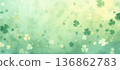 A St. Patrick's Day celebration background with gradient in soft green and shamrock leaves 136862783