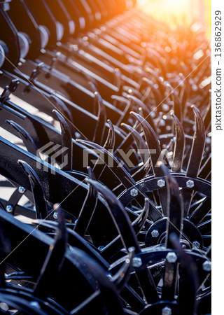 Modern agricultural machinery and equipment. Industrial details. Modern agricultural machinery and equipment. Industrial details. 136862929