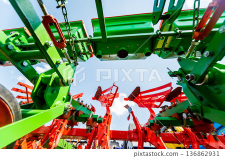 Modern agricultural machinery and equipment. Industrial details. Modern agricultural machinery and equipment. Industrial details. 136862931