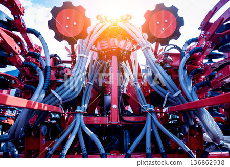 Modern agricultural machinery and equipment. Industrial details. 136862938