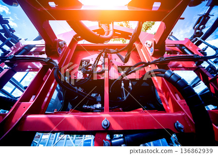 Modern agricultural machinery and equipment. Industrial details. Modern agricultural machinery and equipment. Industrial details. 136862939